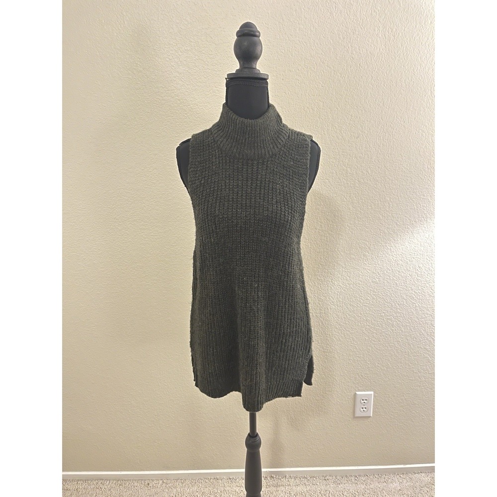 Obey No. 89 Dark Green Women's Sleeveless Turtleneck Wool Sweater Size Medium